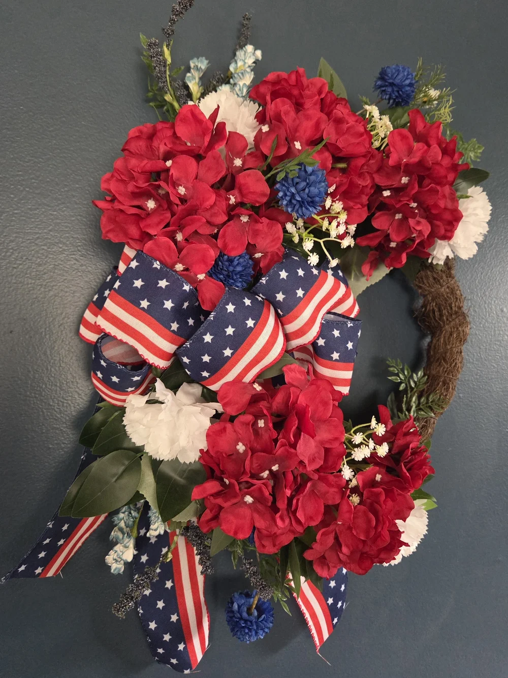 Patriotic Red, White & Blue Holiday Wreath - Picture 3 of 3